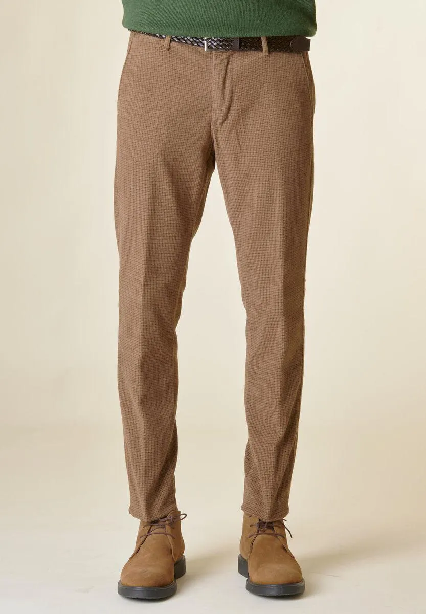 Pantalone nocciola pied poule fustagno slim