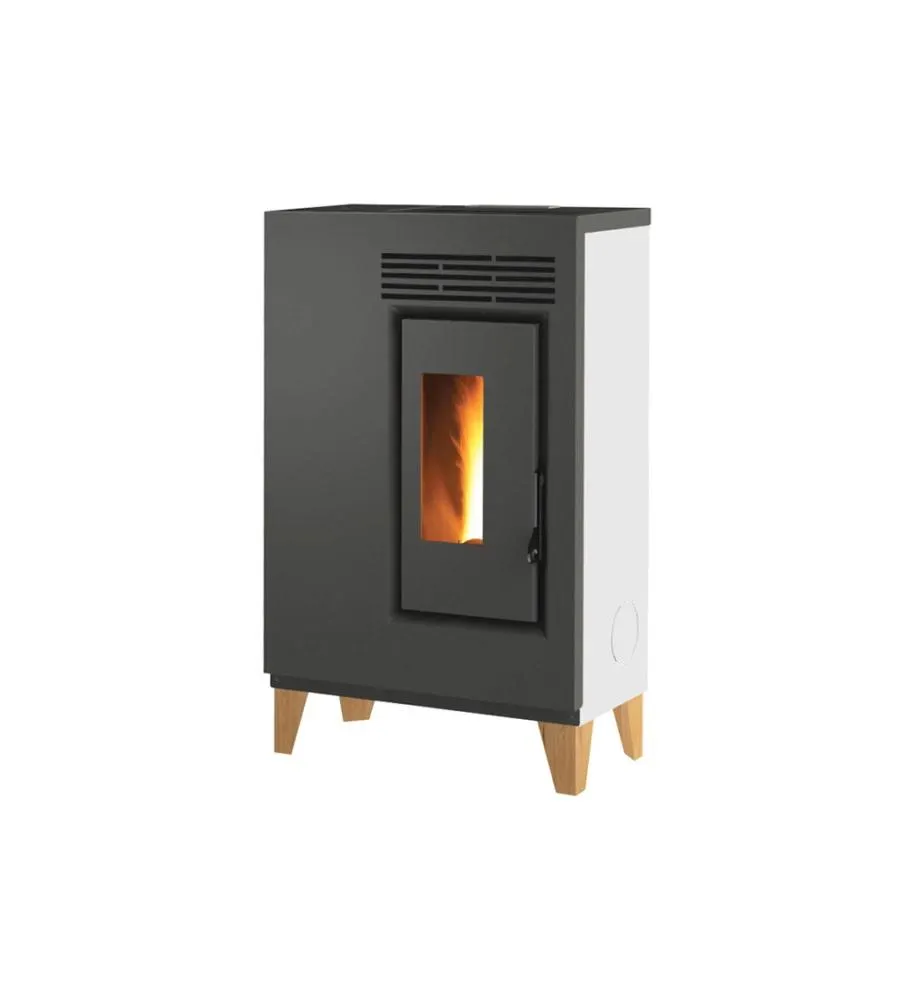 Stufa a pellet slim caris "fiore" con piedini bianco 5,0 kw