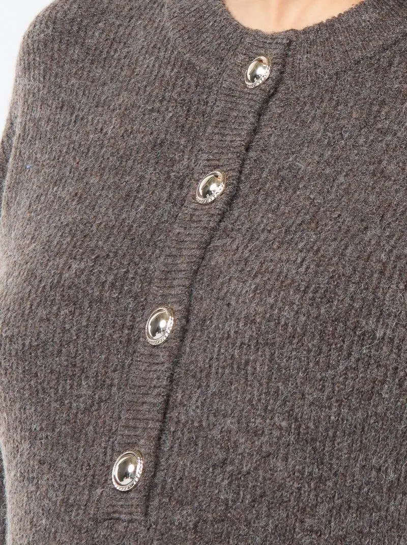 Maxi pull per l'allattamento con apertura con bottoni - Marrone