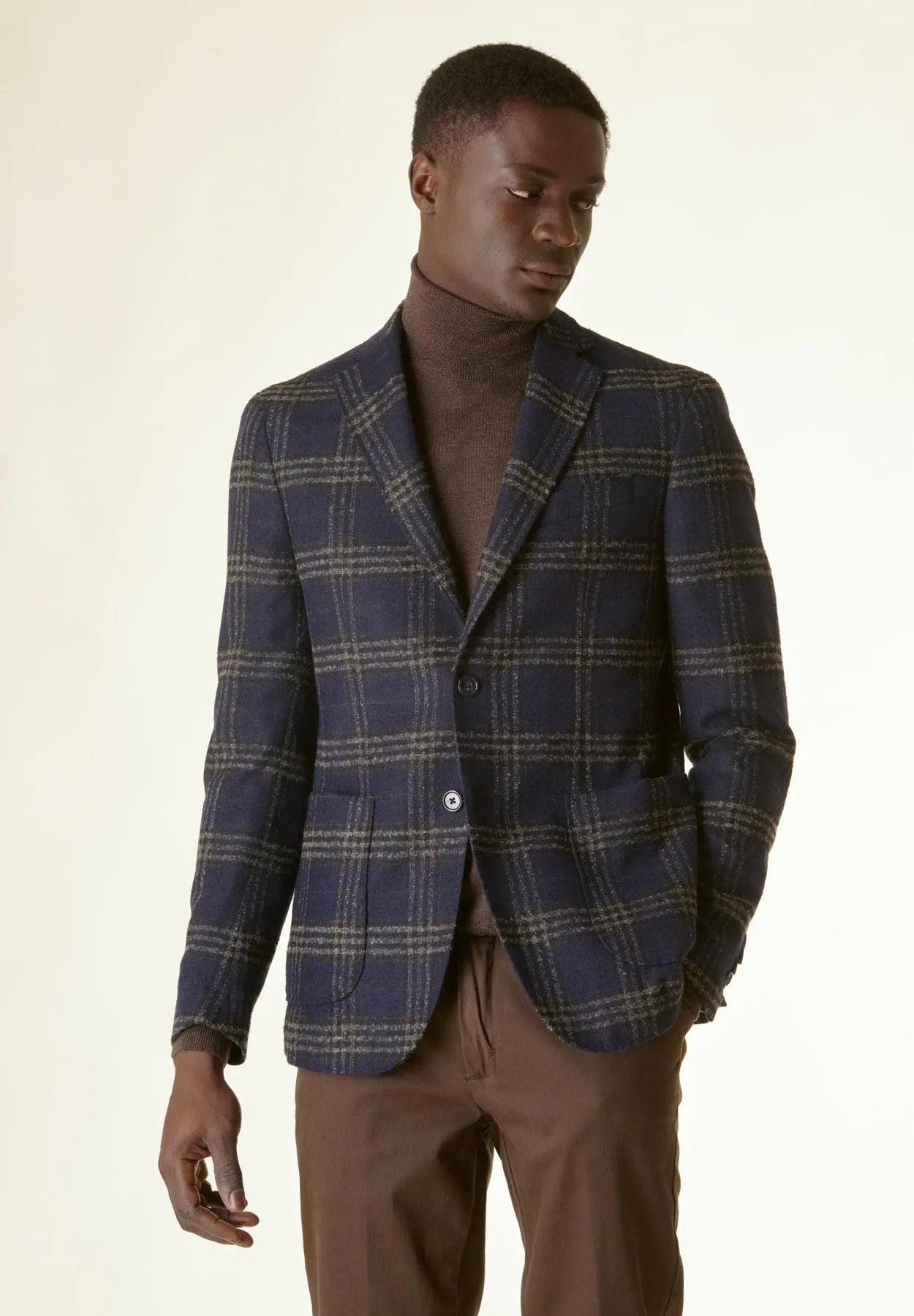 Giacca blu galles decostruita