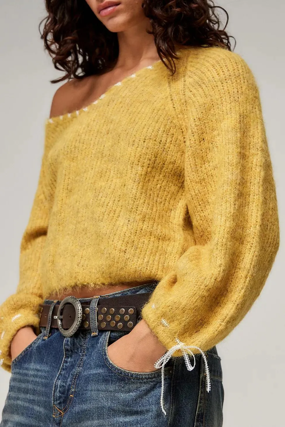 Maglione Lavorato a Maglia con Maniche a Palloncino Kimchi Blue