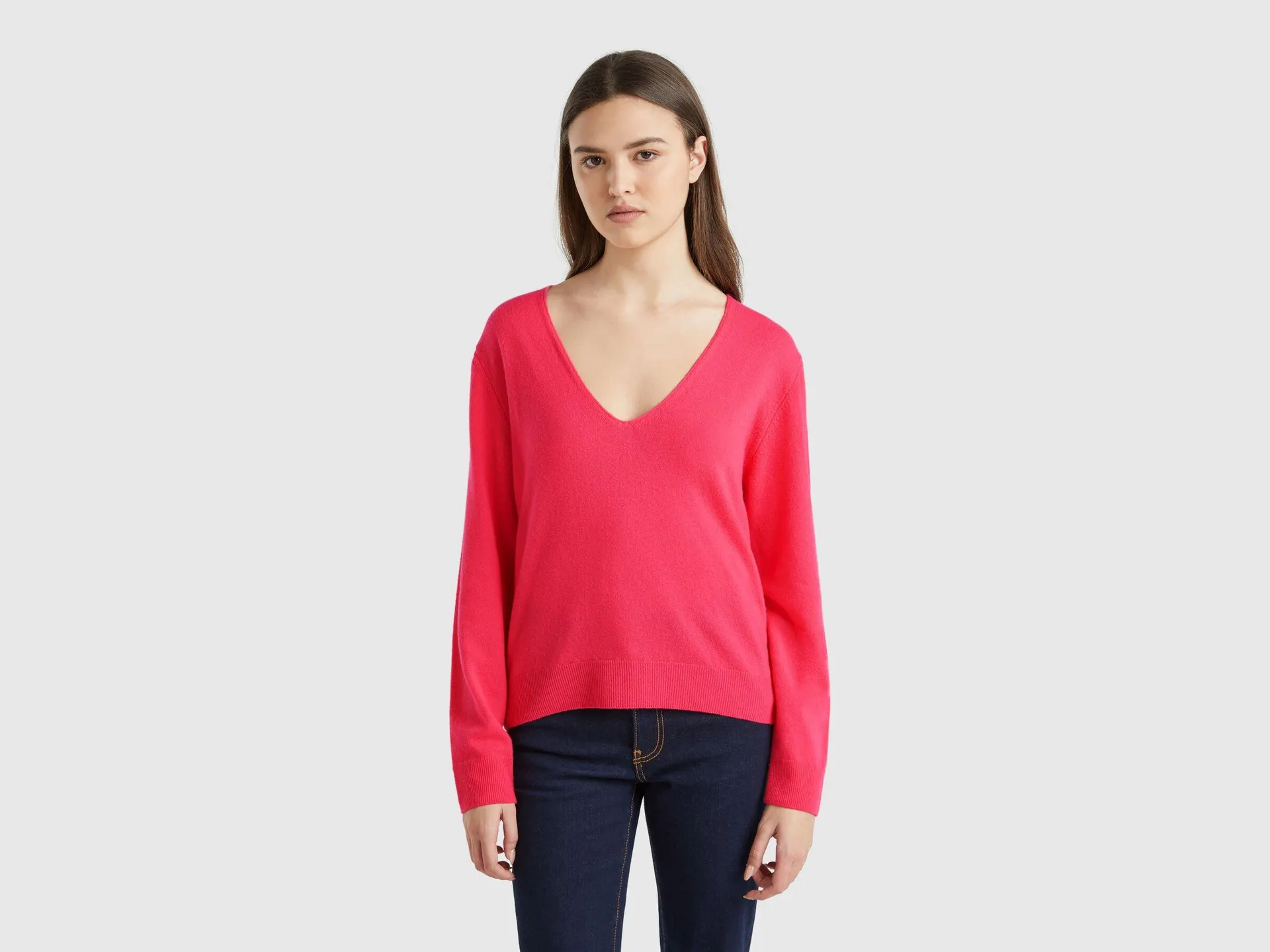 Maglione con scollo a V in pura lana Merino