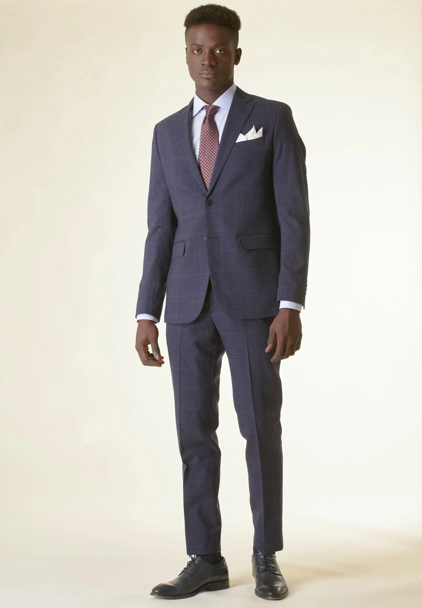 Abito blu quadri lana custom fit