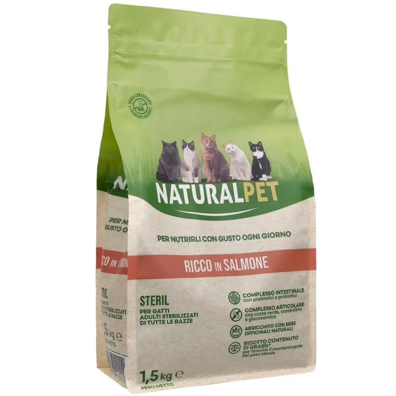 Naturalpet Cat Adult Sterilised ricco in Salmone 1,5kg