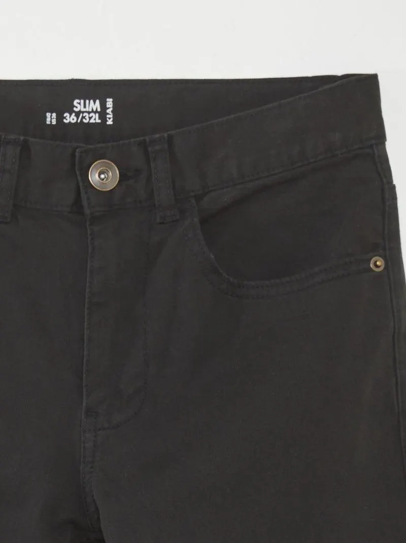 Pantaloni chino slim 5 tasche - L32 - NERO