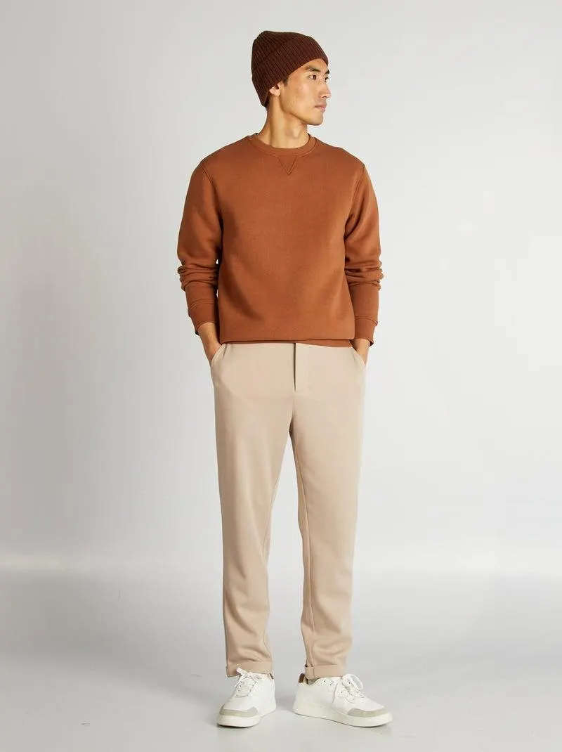 Pantaloni in maglia piqué - beige
