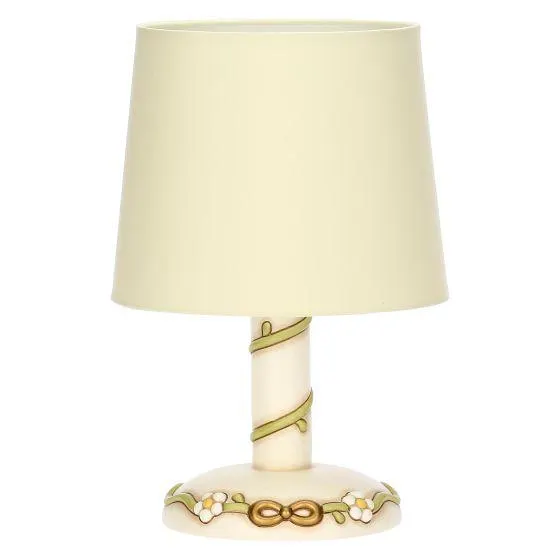 Lampada con margherite e fiocco in ceramica, media