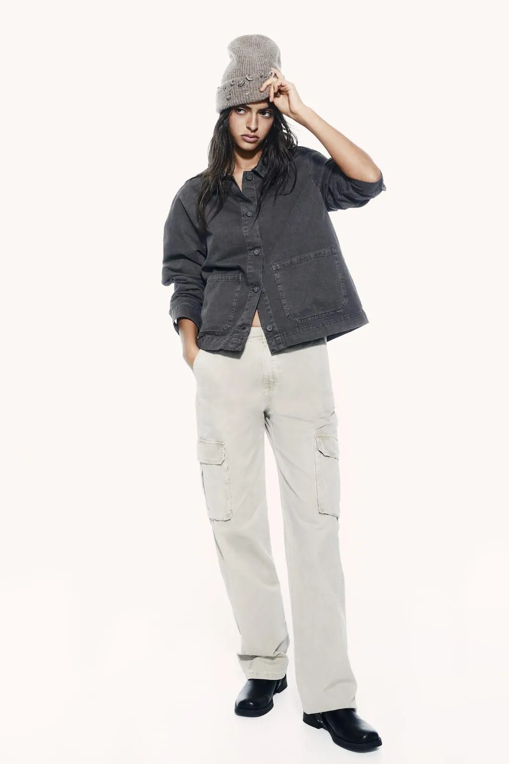 PANTALONI CARGO A VITA ALTA