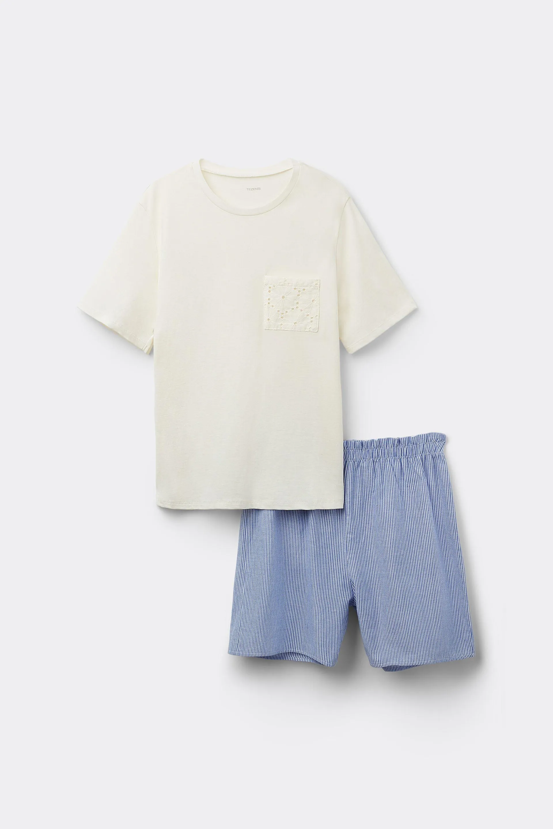 Pigiama Corto Mezza Manica Cotone/Tela Righe