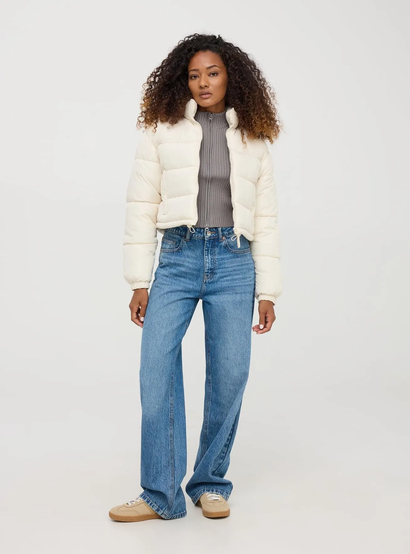 Giubbotto crop imbottito Avorio