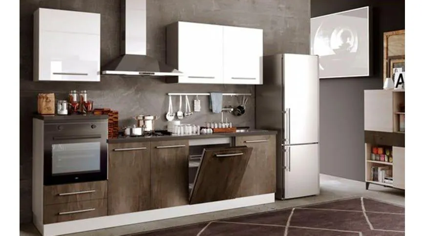Krystal cucina 270 cm colore bianco lucido e ossido
