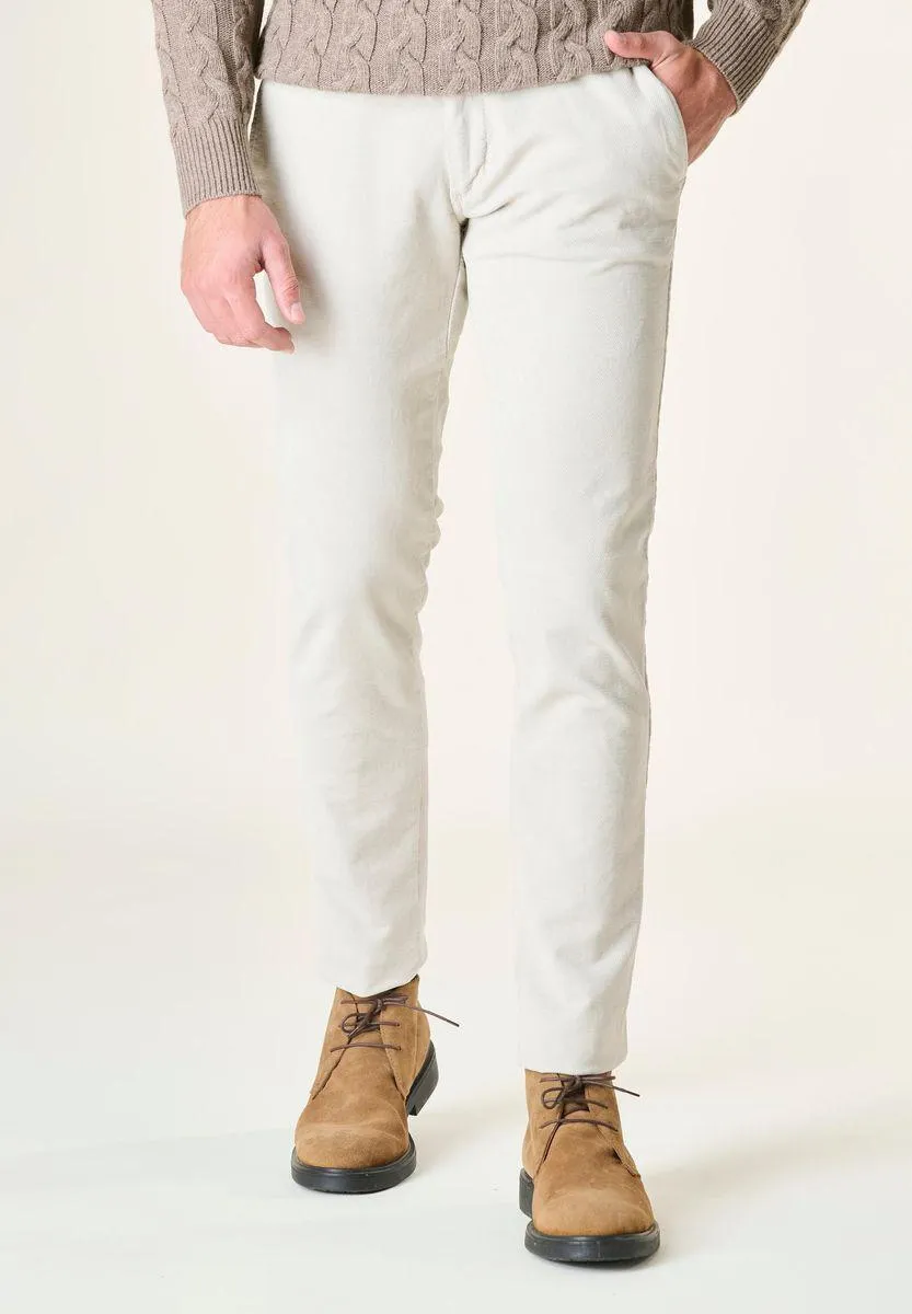 Pantalone gesso fustagno micro-jacquard slim