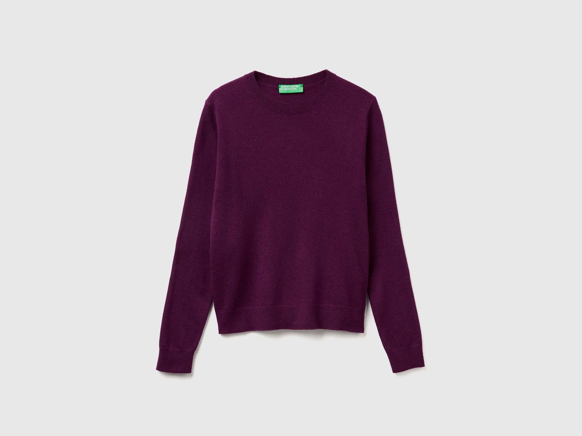 Maglia girocollo viola in lana Merino