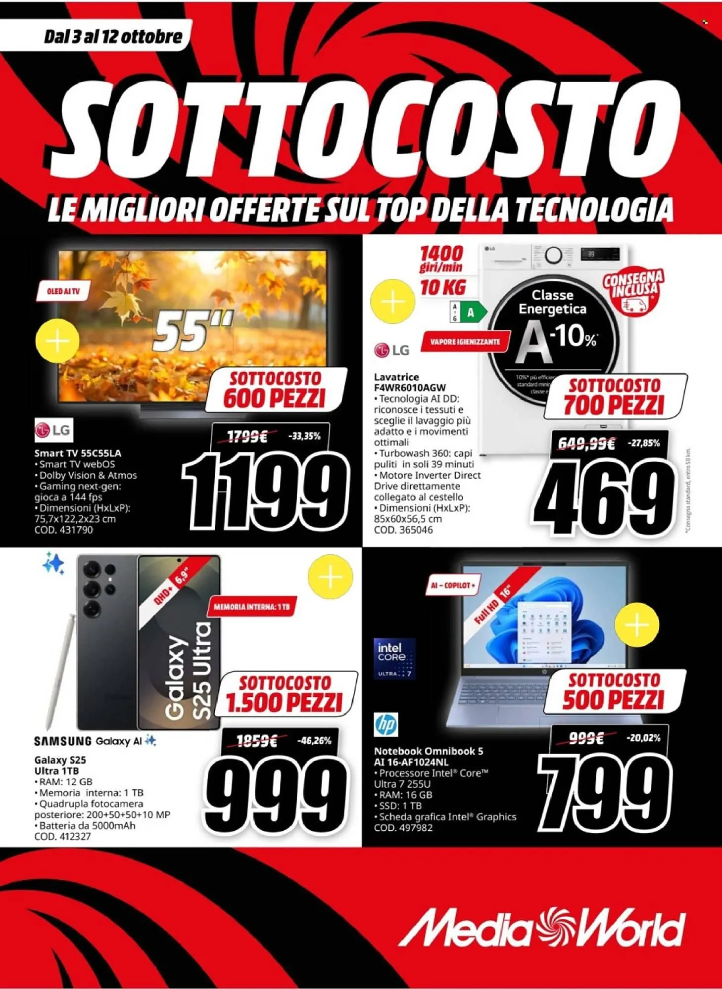Volantino MediaWorld da 3 ottobre a 12 ottobre di 2025 - Pagina del volantino 1