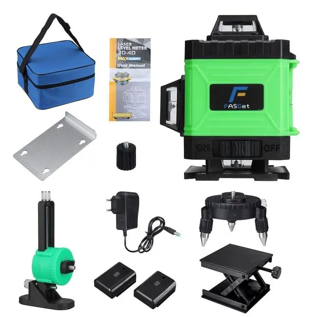 Livella Laser 4D 360° 16 Linee Autolivellante Verticale e Orizzontale, IP54, con Custodia Protettiva e 2 Batterie Ricaricabili