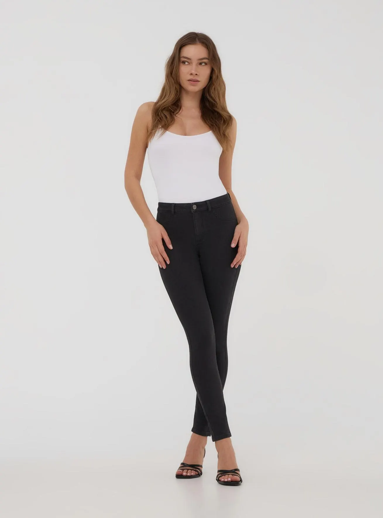 Jeggings scuri tinta unita Nero denim