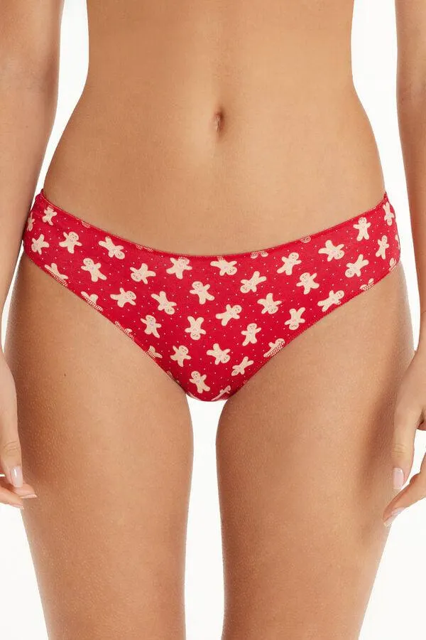 Slip in Cotone con Stampa Natalizia