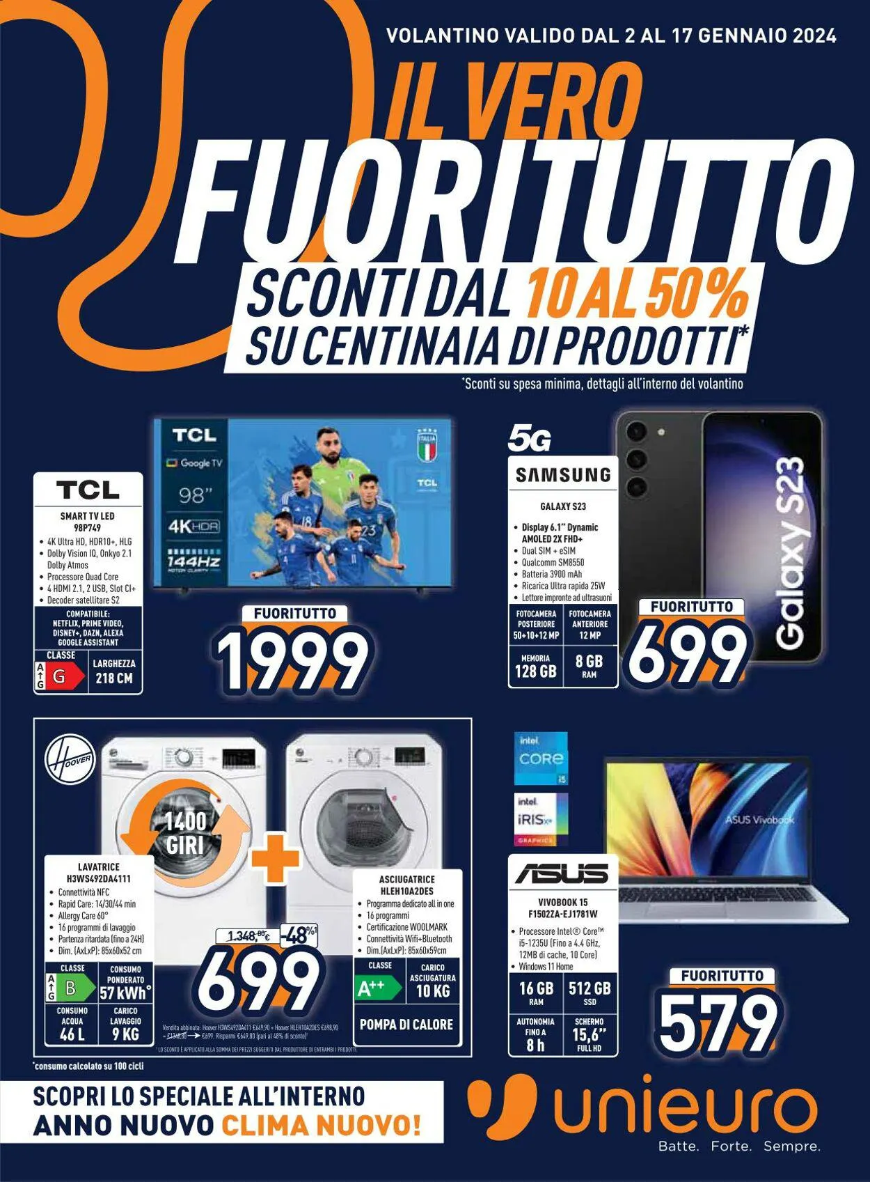 Unieuro da 2 gennaio a 17 gennaio di 2024 - Pagina del volantino 1