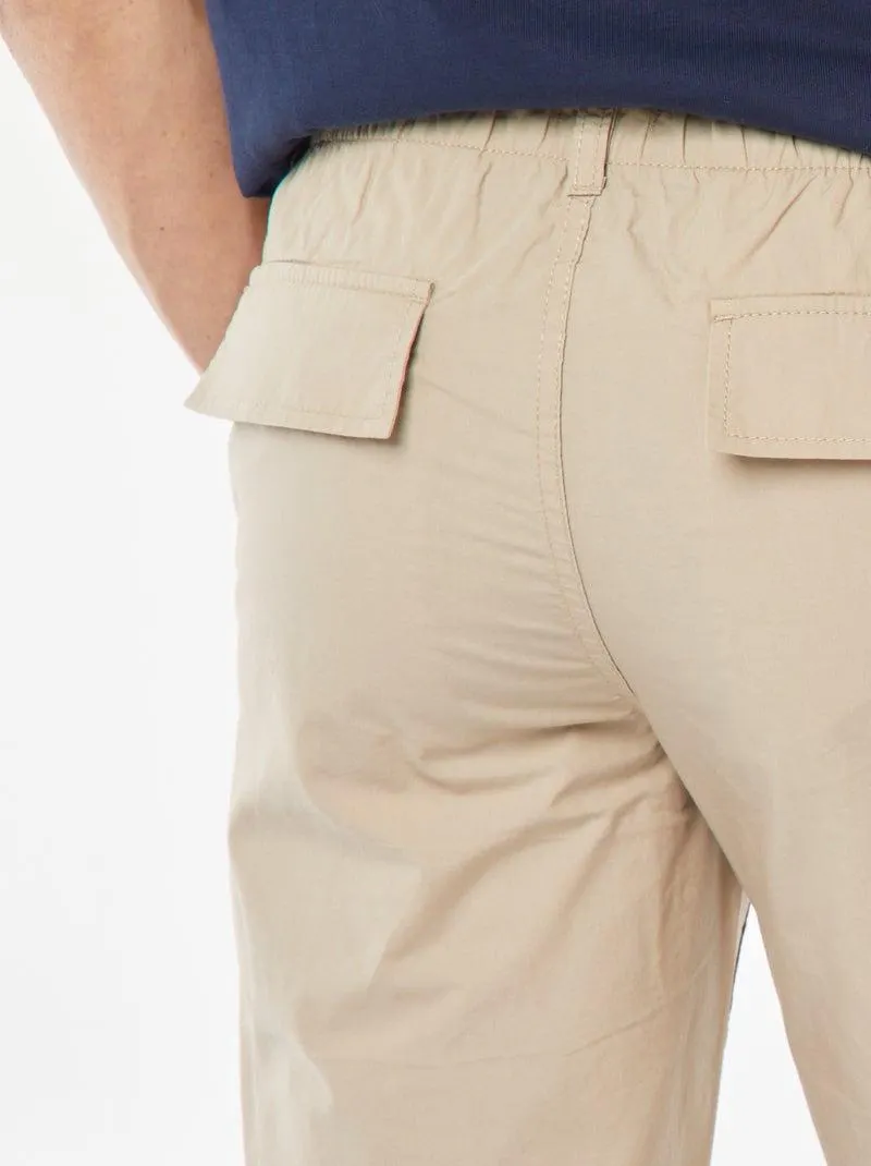 Pantaloni dritti in popeline croccante - beige