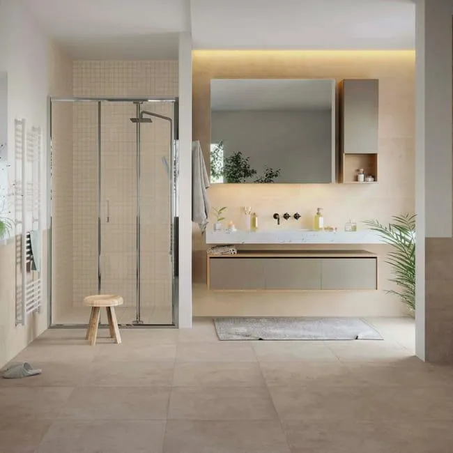 Piastrella da pavimento e rivestimento interno 60 x 120 cm Sp. 9 mm rettificato Draft Light in gres porcellanato smaltato bianco opaco traffico molto intenso (pei 5/5) R9 1.44 mq