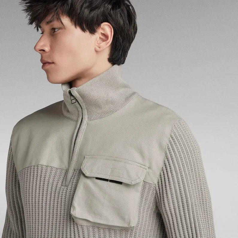 Army Half Zip Knitted Sweater