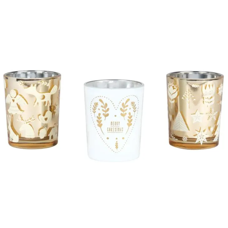 Candele profumate in vasetto di vetro colorato dorato e avorio 135g