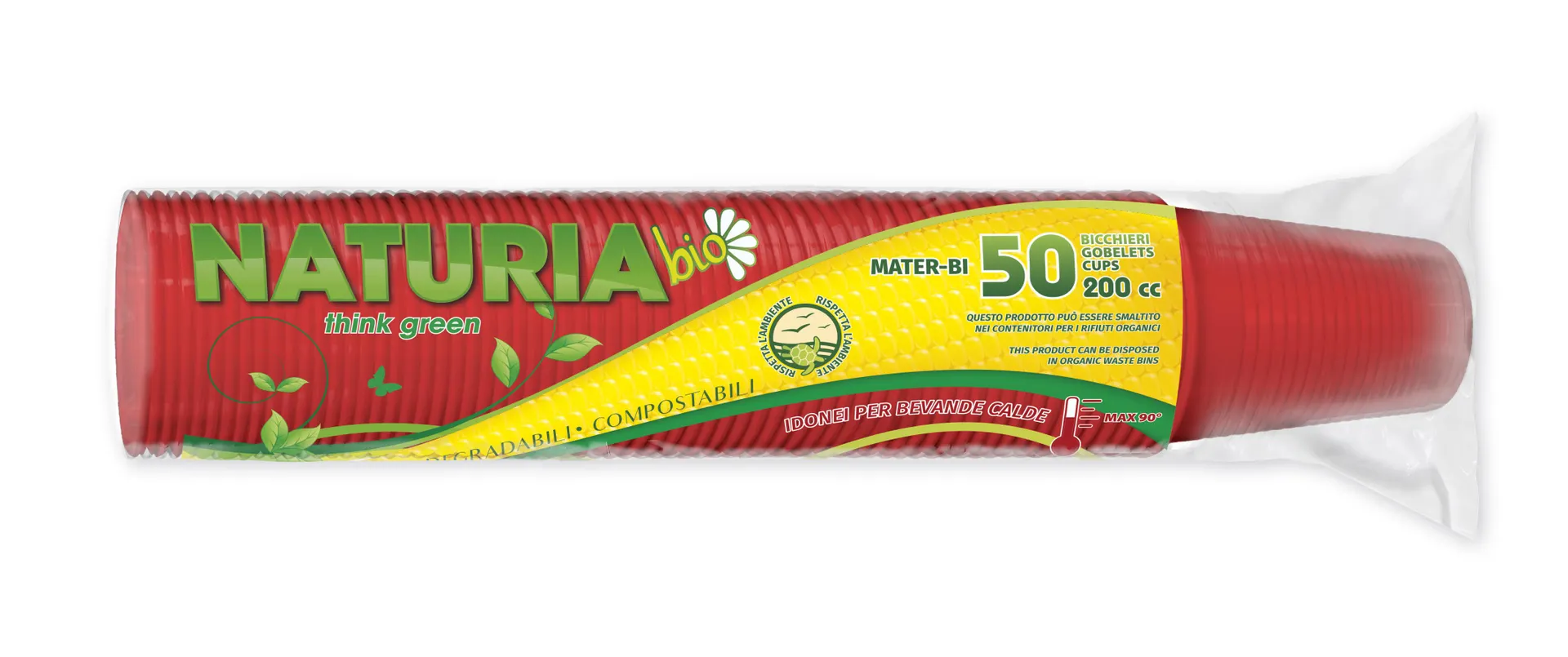 Aristea 50 Bicchieri Rossi 200cc Mater-Bi