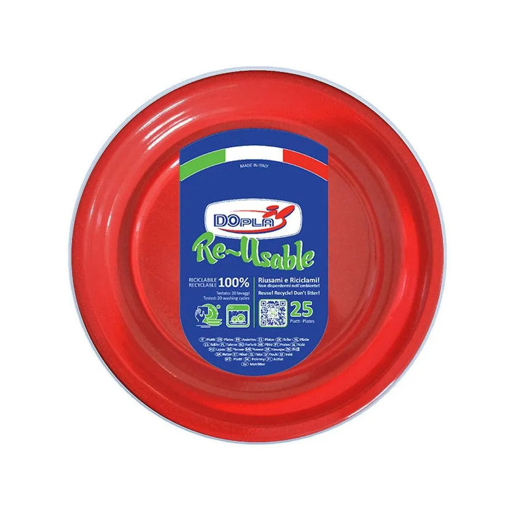 Dopla - Reusable flat plate 25 pcs red