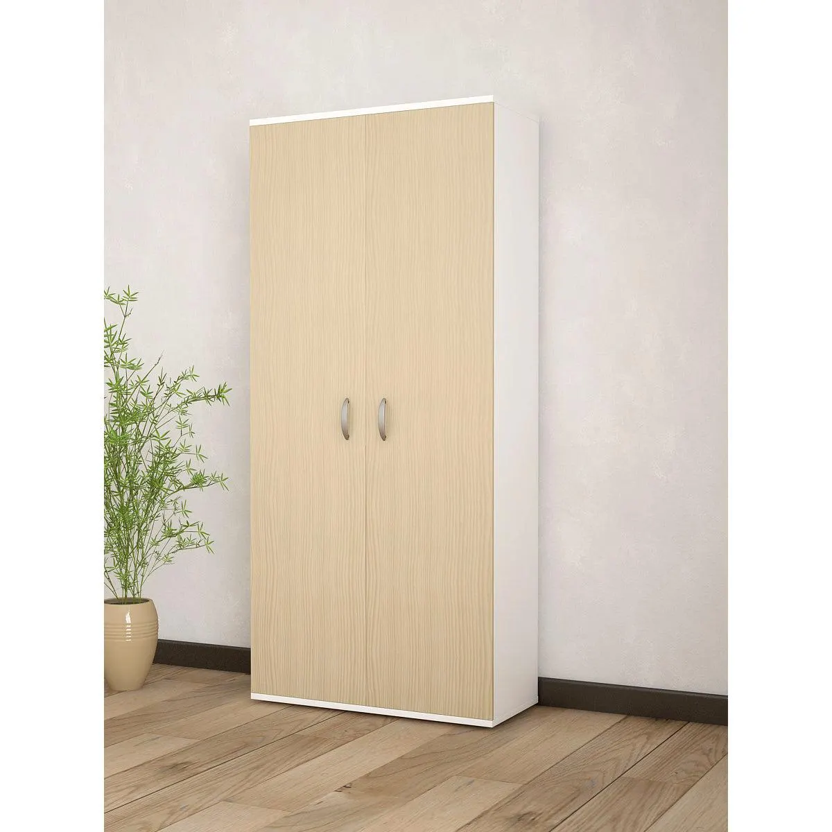 Armadio Carpi 2 Ante Bianco/Olmo 170x80x52 Cm