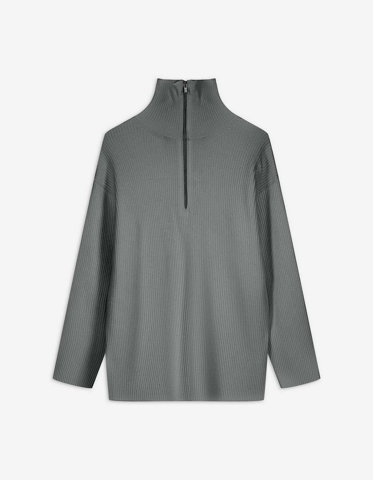Pullover - Zip - grigio
