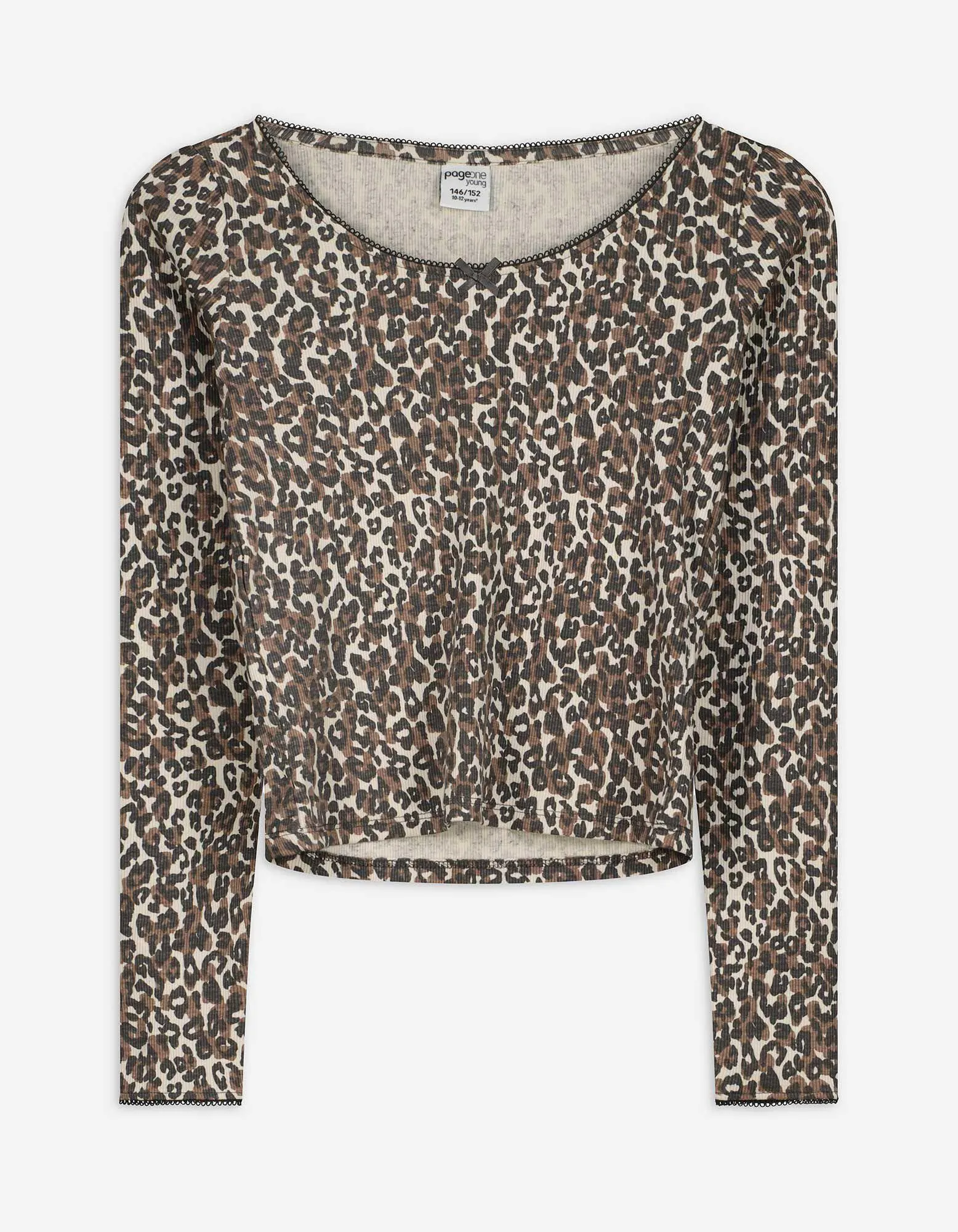 Maglia a manica lunga - Motivo leopardato - beige
