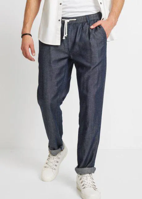 Jeans con elastico in vita con TENCEL™ e lino loose fit, tapered