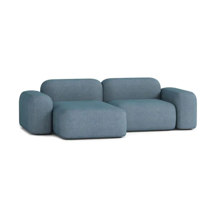 Divano angolare sinistro a 3 posti in tessuto verde acqua