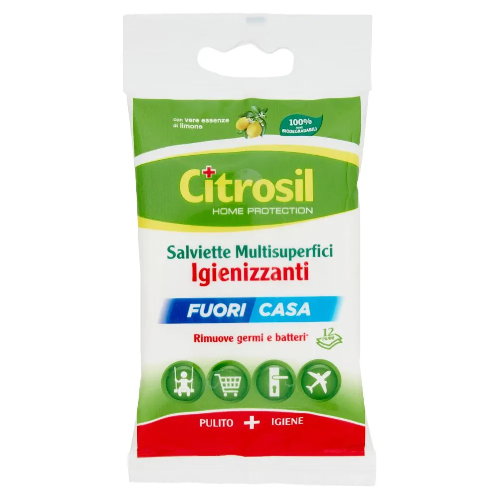 Citrosil Home Protection Fuori Casa - Salviette Igienizzanti, 12 panni