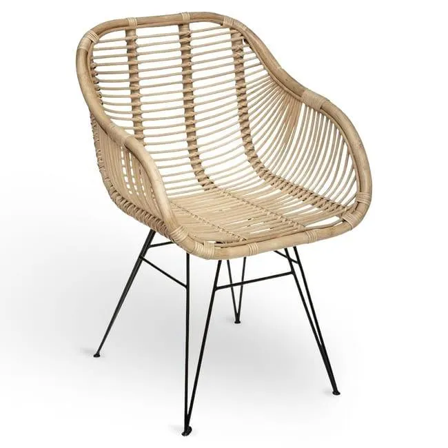 Poltrona sedia desy in vero legno di bambù di con gambe in ferro verniciato