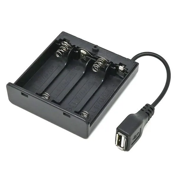 Portabatterie 4 X AA con uscita USB-A, coperchio e interruttore