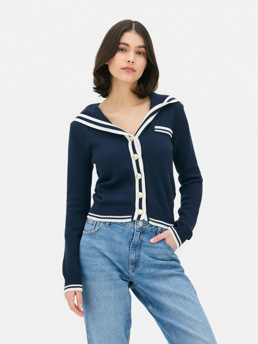 Cardigan con bottoni stile marinaro