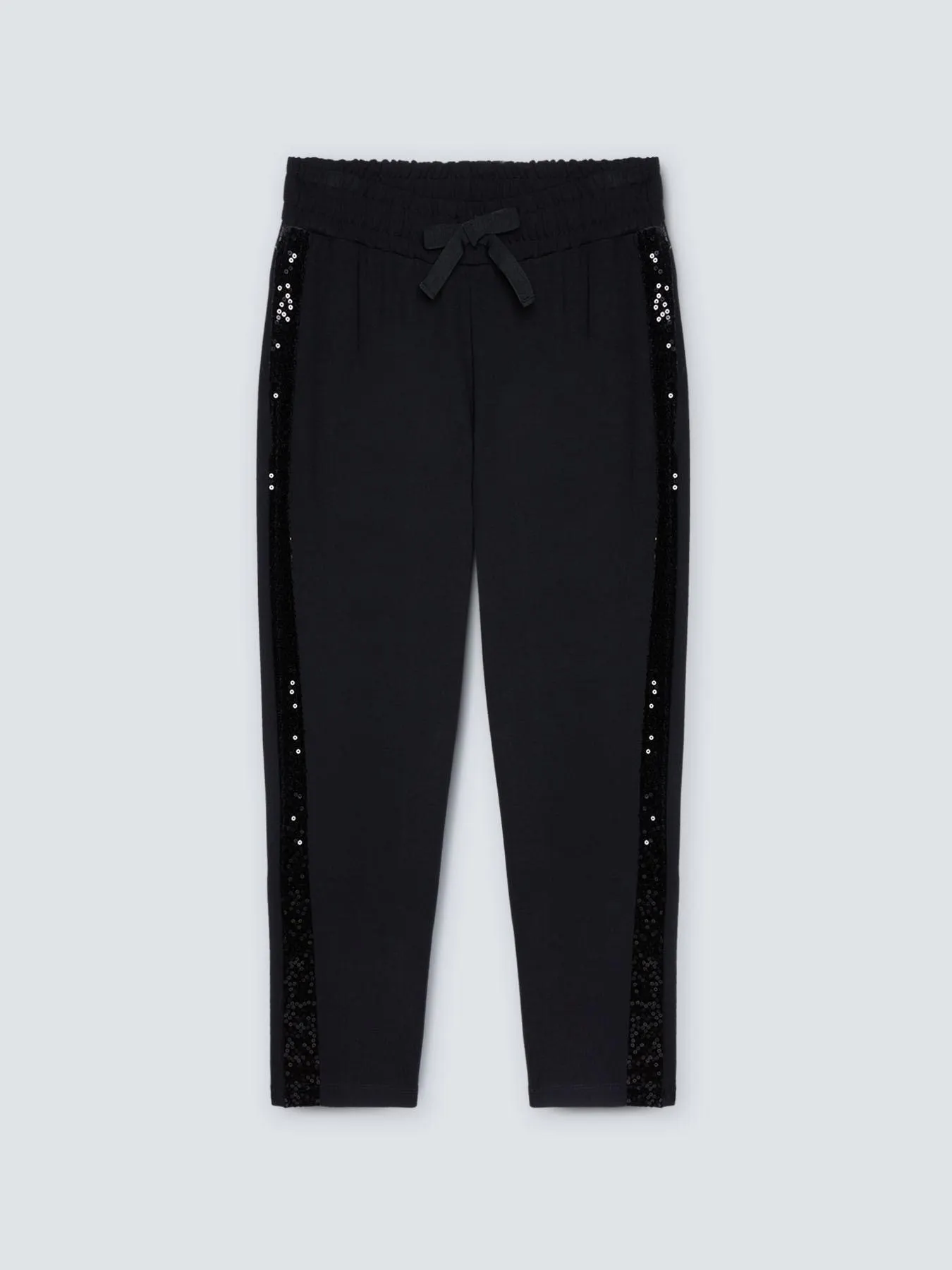 Joggers con bordi in paillettes