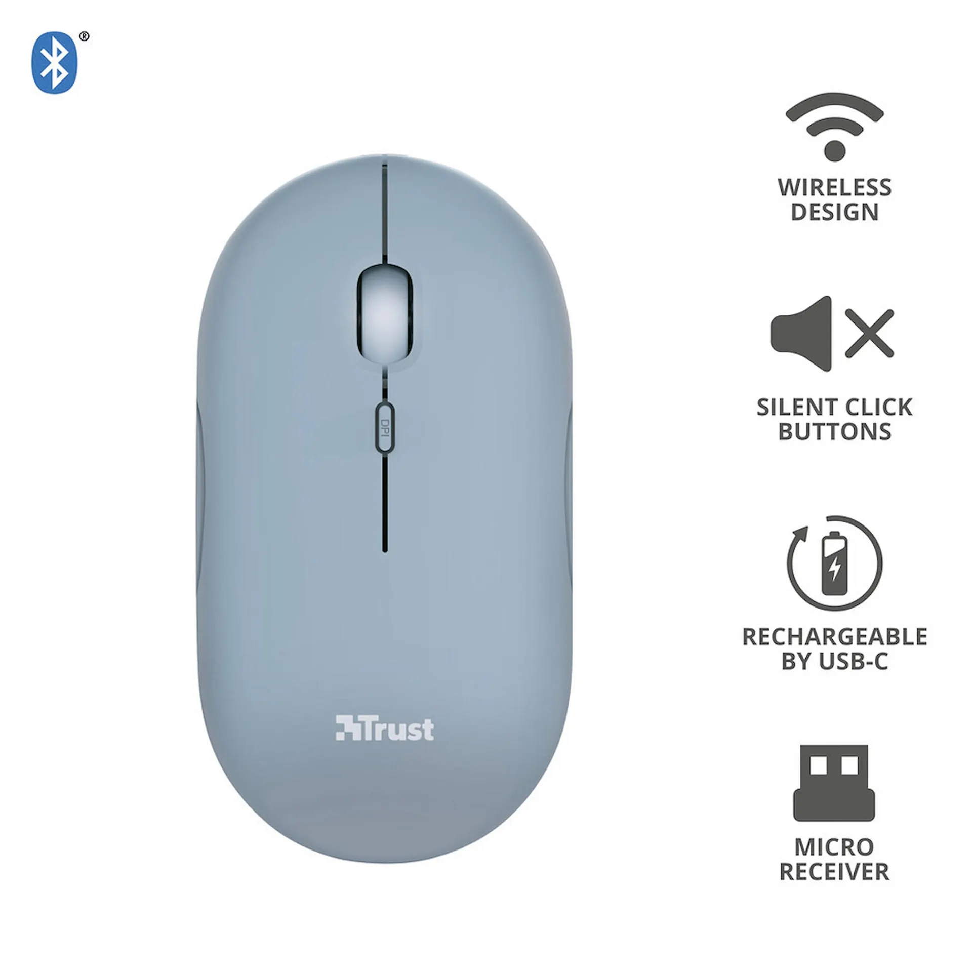 TRUST - PUCK WIRELESS MOUSE BLUE