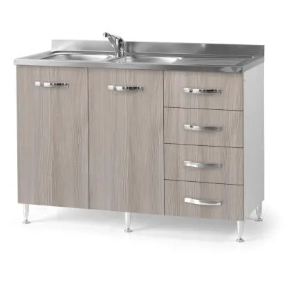 Base cucina sottolavello 120 cm 2 ante e 4 cassetti olmo