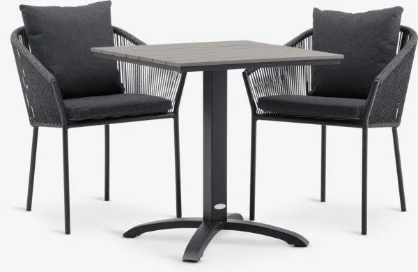 HOBRO Tavolo L70 cm naturale + 2 BRAVA Sedie grigio