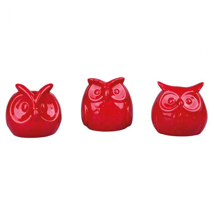 Gufetto decorativo rosso in ceramica