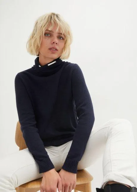 Maglione con collo a scialle e poliestere riciclato