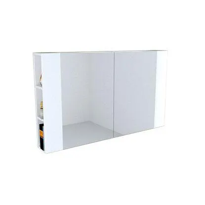 Specchio contenitore bagno a 2 ante e mensole bilaterali 680x1100x150 cm bianco