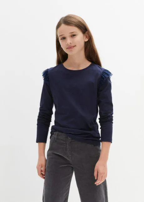 Maglia a maniche lunghe con volant