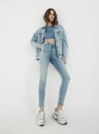 Jeans skinny chiari a vita alta Blu denim chiaro
