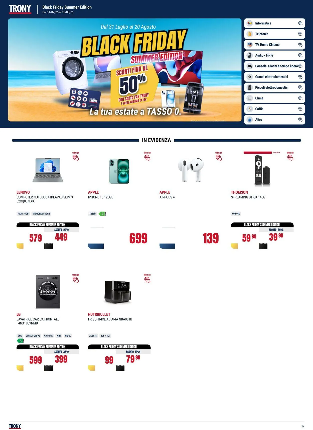 Trony - Napoli Volantino attuale da 31 luglio a 20 agosto di 2025 - Pagina del volantino 1
