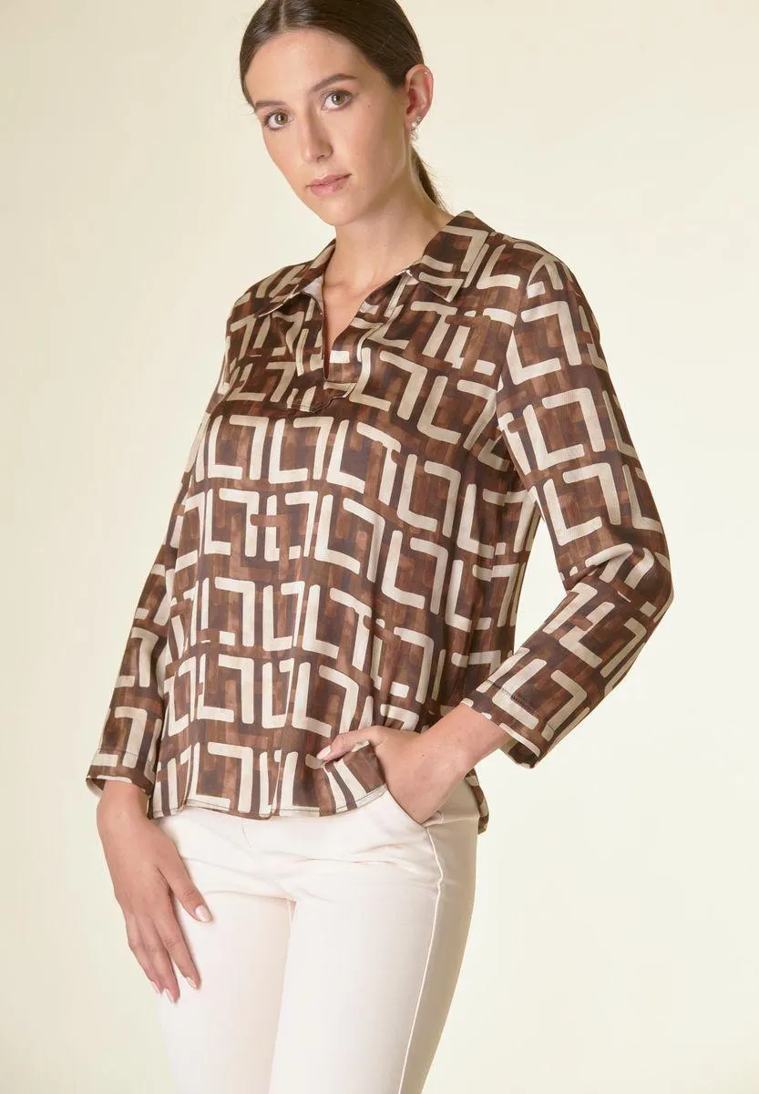 Blusa v moro-panna fantasia astratta a polo