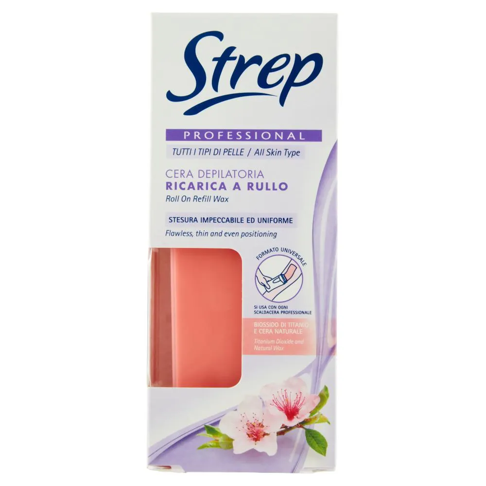 Strep Professional Cera Depilatoria Ricarica a Rullo Tutti i Tipi di Pelle 100 ml