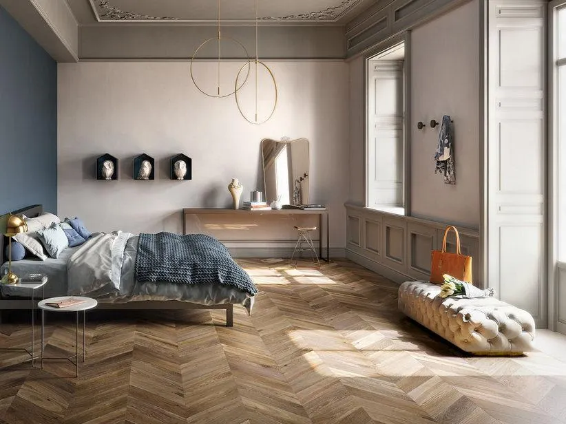 Parquet Spina Ungherese Rovere Marrone - Chevron Brun